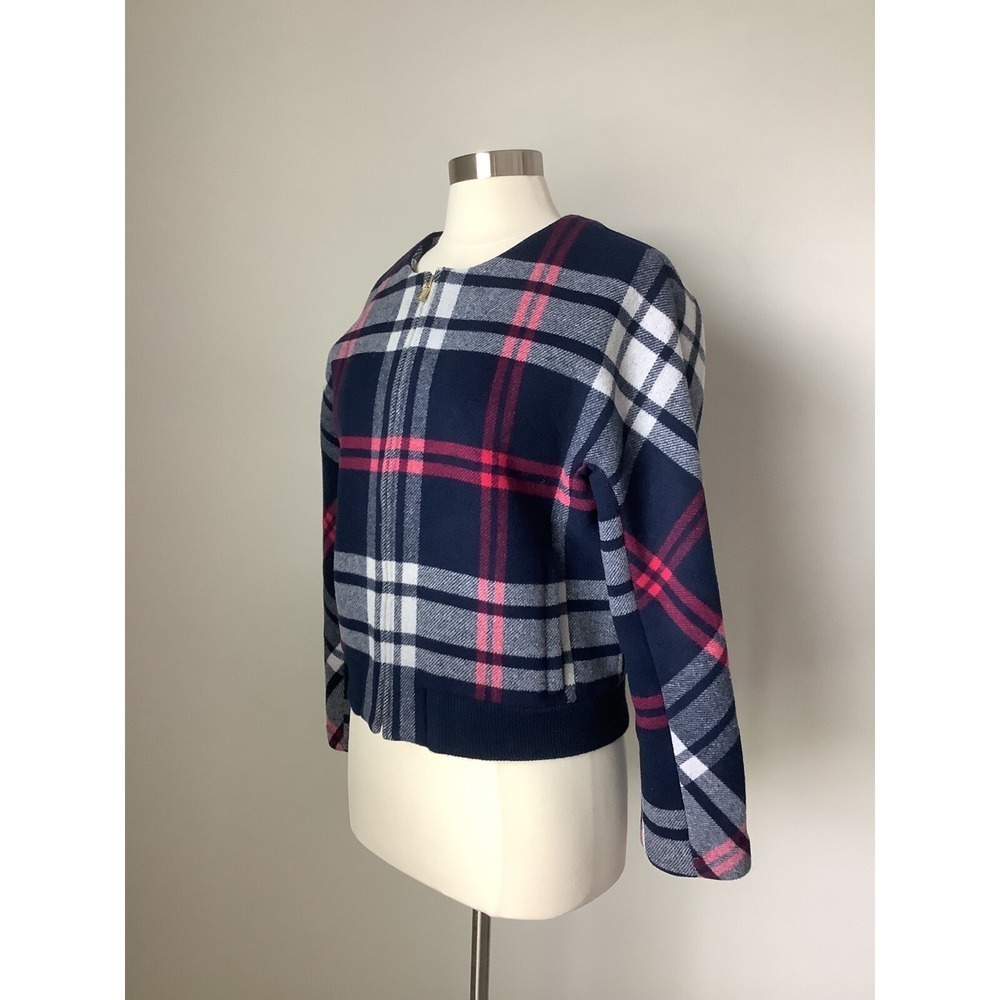 J.Crew Women Jacket Blue Plaid Wool Bomber Jacket Size Medium MSRP $148 - Picture 6 of 15